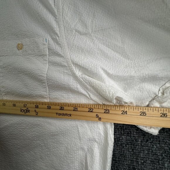Tommy Bahama Large White Short Sleeve Button Up Shirt Textured Cotton Blend - Picture 6 of 12